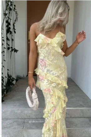 Sara Elegant Summer Dress with Wavy Hem (One Piece)