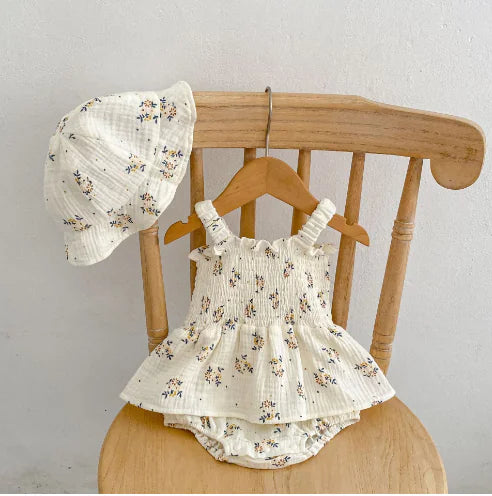 Flower Bodysuit Dress for Baby Girls (One Set)