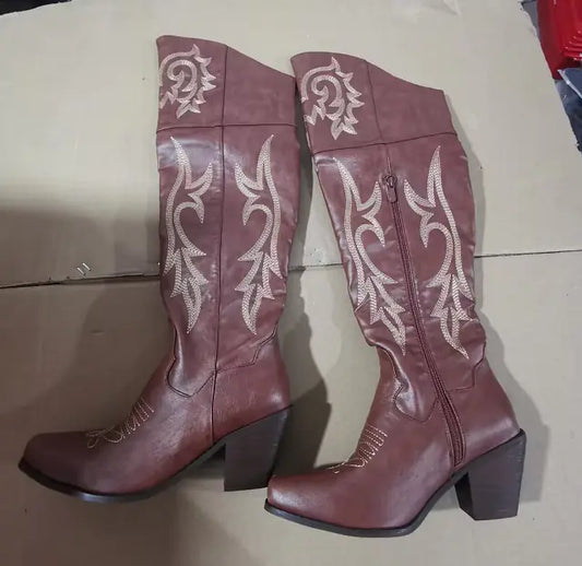 Women’s High Top Rider Boots with Thick Heels