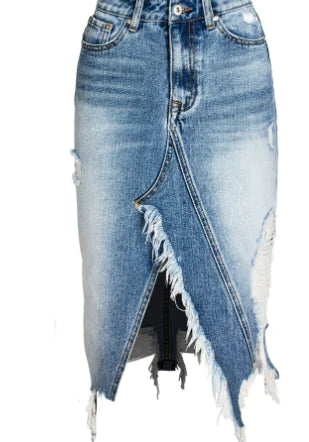 High-Waisted A-Line Mid-Length Skirt with Slits