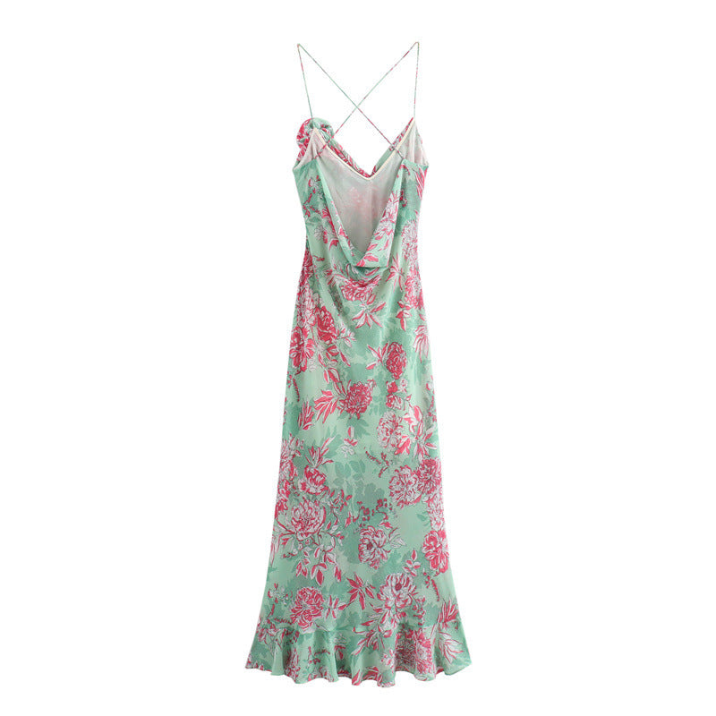 European And American Style Flower Print Underwear Style Dress