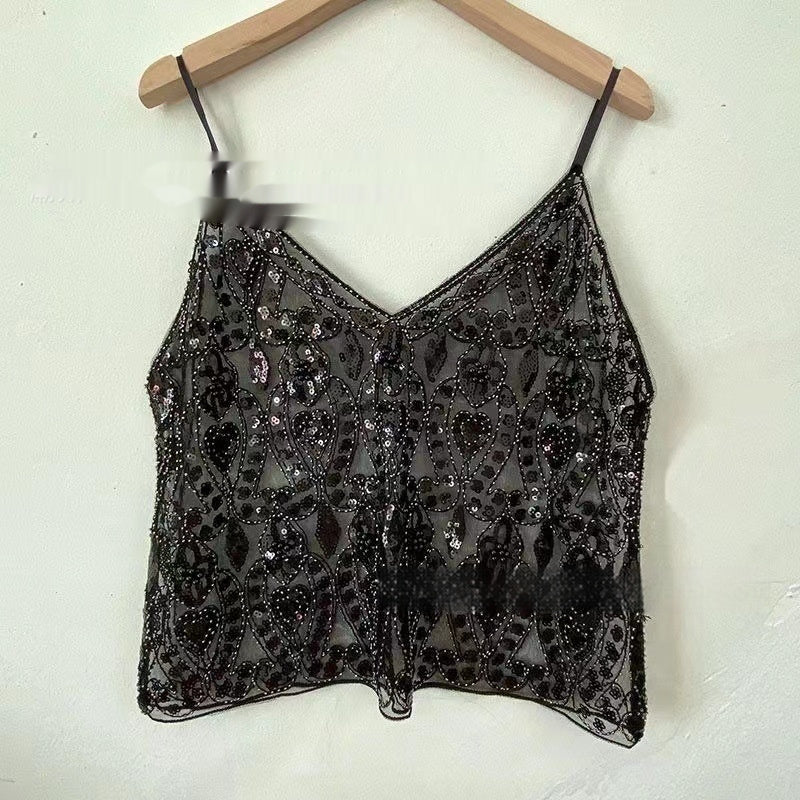 Niche Women's Heavy Embroidery Sequins Beaded Sling
