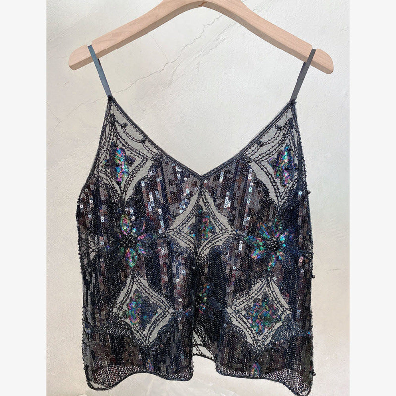 Niche Women's Heavy Embroidery Sequins Beaded Sling