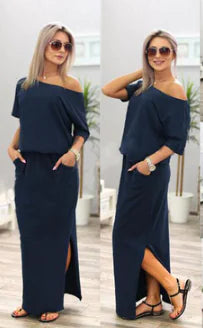 Trendy Summer Dress with Side Slits and Pockets