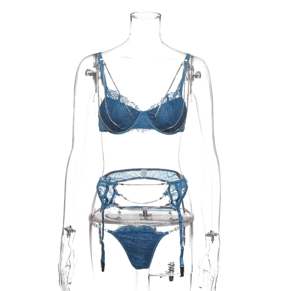 Rebella 2 Women's Lingerie Set with Metal Chains (3 Pieces)