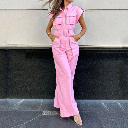 2025 Women's Summer Fashion Solid Color Jumpsuit