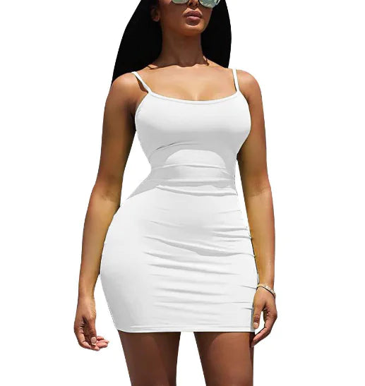 European and American Slit Suspender Dress for Women