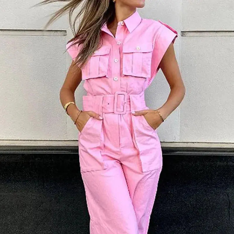 2025 Women's Summer Fashion Solid Color Jumpsuit