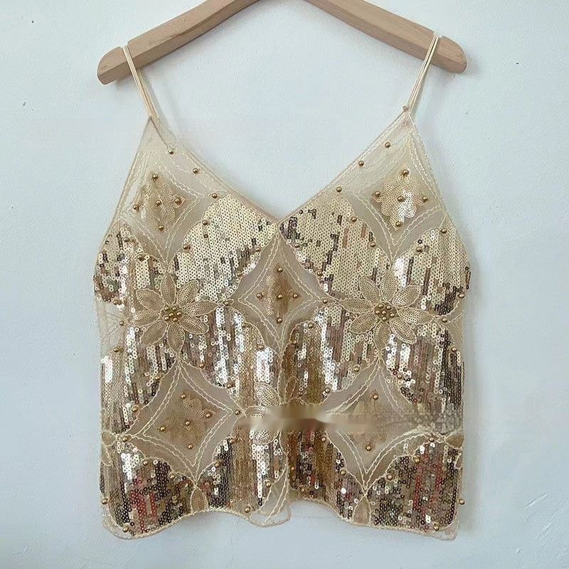 Niche Women's Heavy Embroidery Sequins Beaded Sling