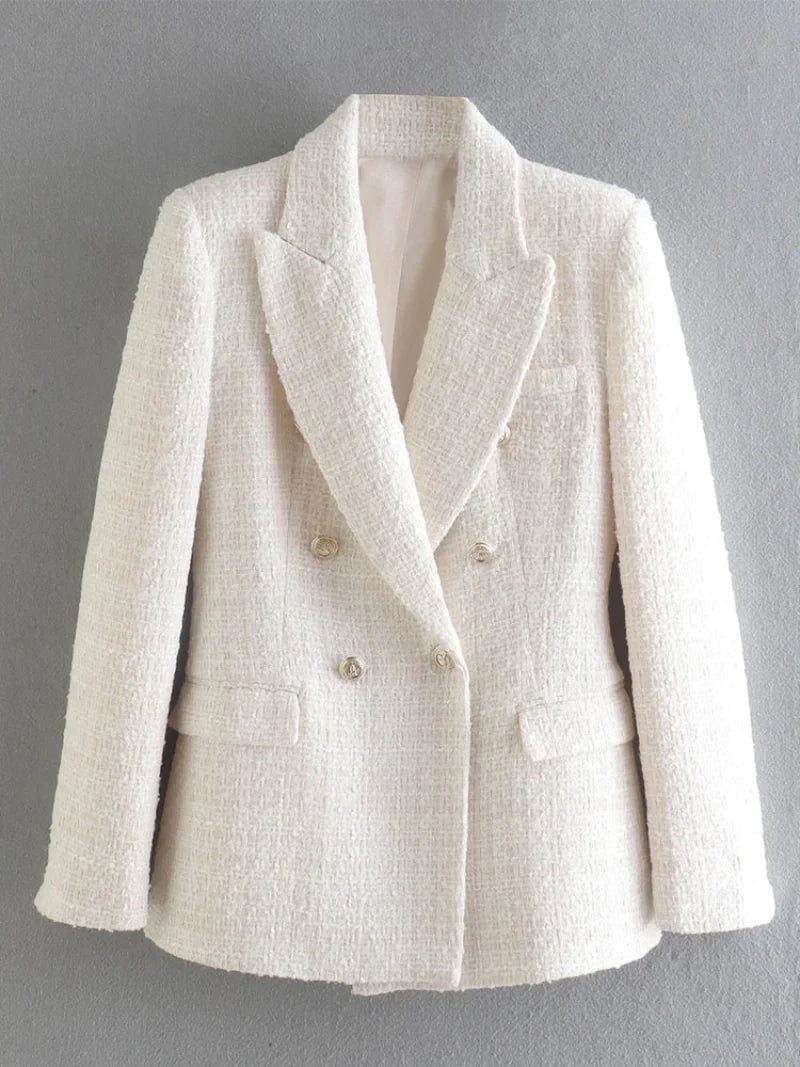 Vintage Double-Breasted Long-Sleeved Women's Jacket