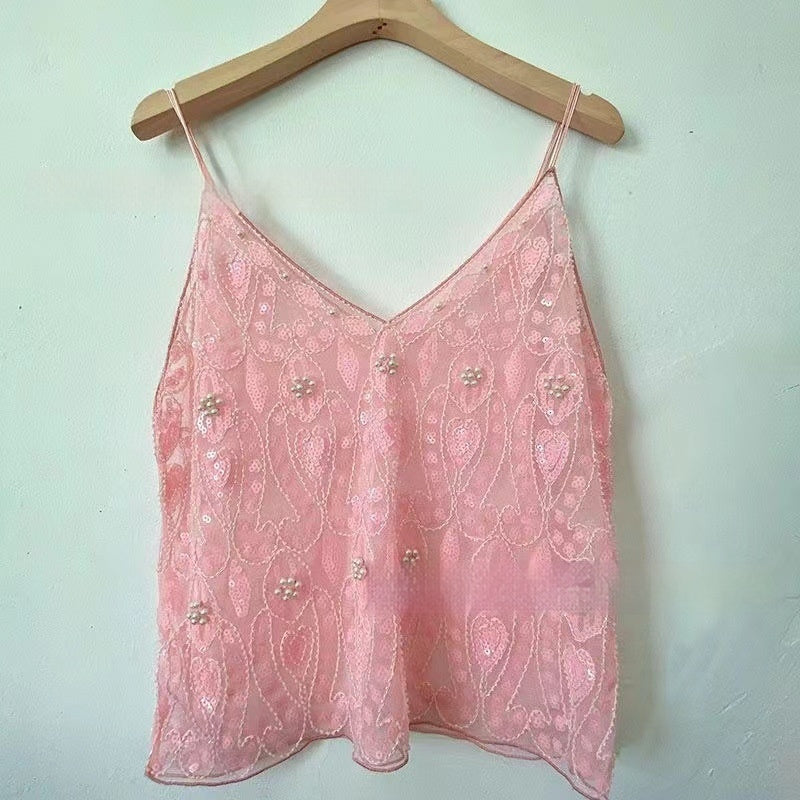 Niche Women's Heavy Embroidery Sequins Beaded Sling