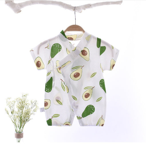 Baby Romper, Baby Short-Sleeved Kimono Romper, Soft And Breathable Crepe Printed One-Piece, Class A Quality