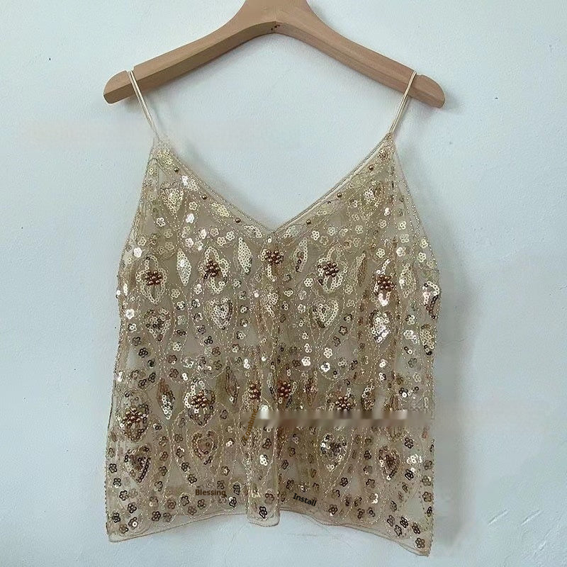 Niche Women's Heavy Embroidery Sequins Beaded Sling