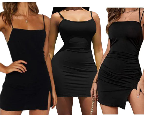 European and American Slit Suspender Dress for Women