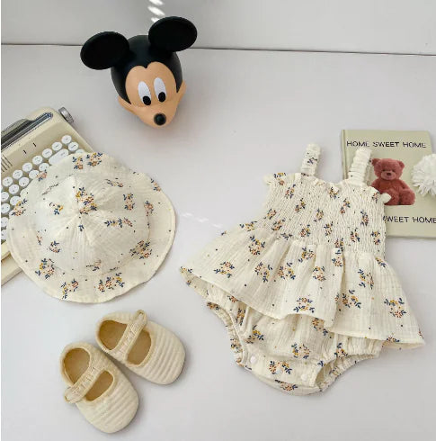 Flower Bodysuit Dress for Baby Girls (One Set)