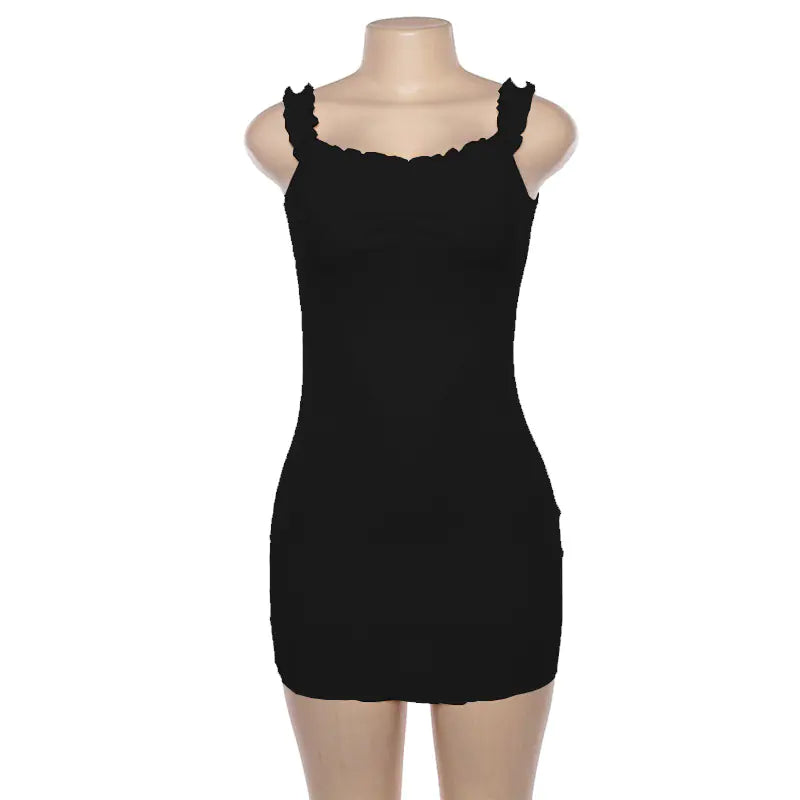 European Style Summer Dress with Ruffled Straps